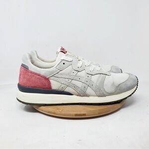 itsuka Tiger Ally Shoes Mens Grey Suede Red Retro Athletic Low Sneaker